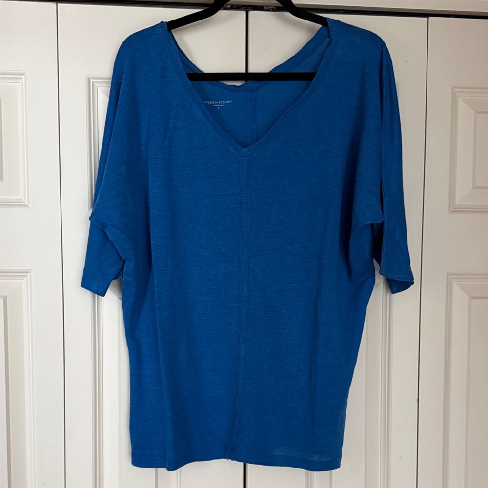 Eileen Fisher Vibrant Blue Short 3/4 Sleeve Tunic